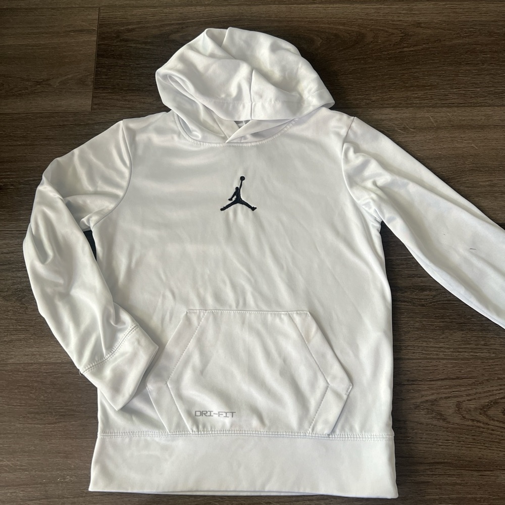 White Nike Jordan hoodie Dri-fit sz small 8-10